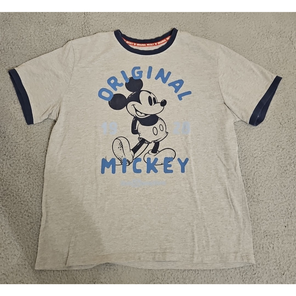 Original Mickey Mouse 1928 Disney‎ Shirt Mens LARGE Gray Navy